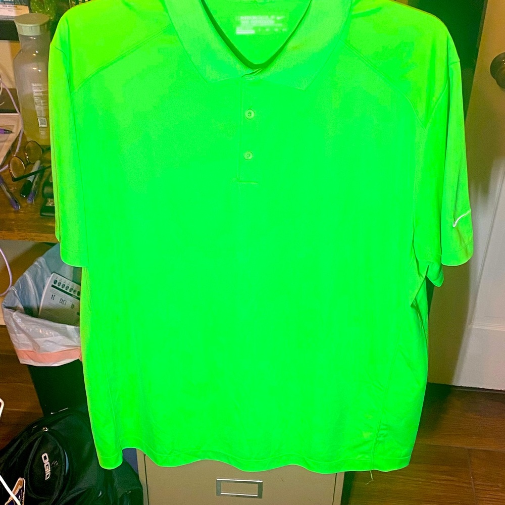 Nike lime green xxl dri-fit tour performance golf shirt